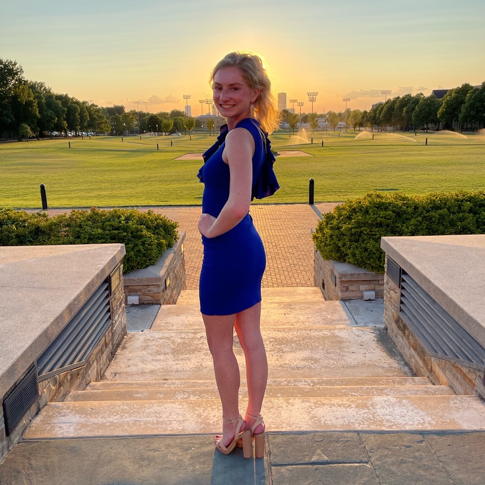 Blue Asymmetrical One Shoulder Sheath Dress